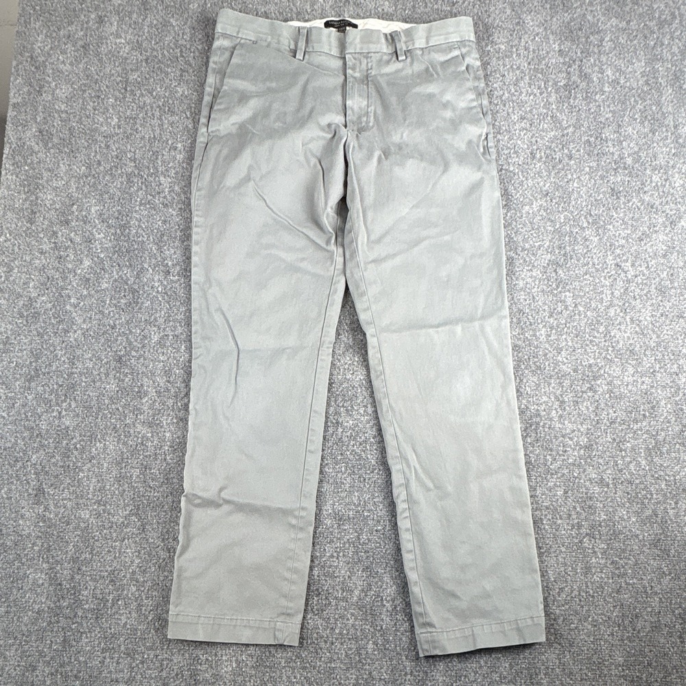Banana Republic Aiden Slim Fit Chino Pants Men's 33x32 Grey Stretch Trousers